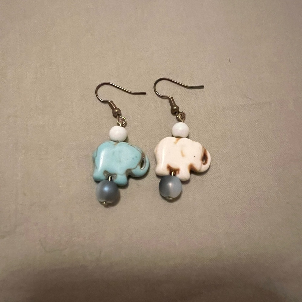 Handmade Elephant stone earrings